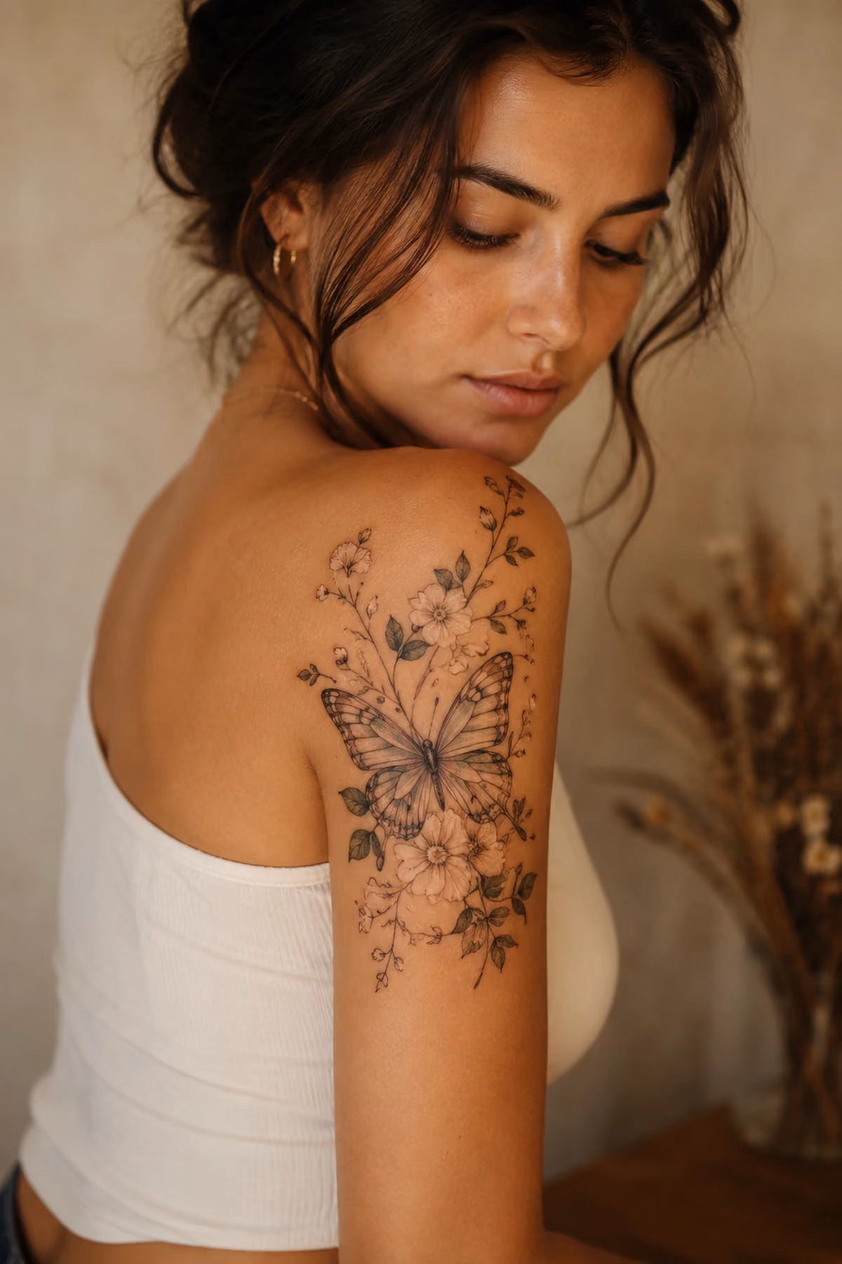 Feines Schmetterling-Tattoo als Symbol für Wandel und Neuanfang
