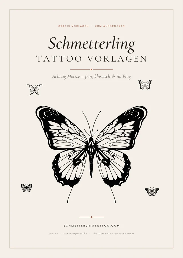 Vorschau: 80 Schmetterling Tattoo Vorlagen als PDF